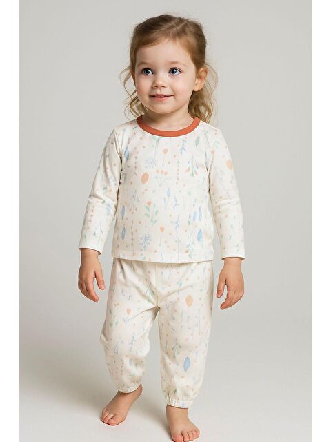 Breeze Kız Bebek Bahar Fısıltısı Renkli Yapraklar Desenli Ekru (9 Ay-3 Yaş) - S000434008-19965