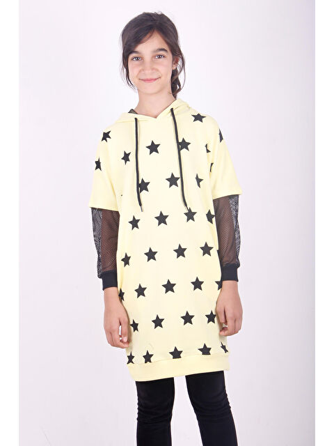 Toontoykids Kız Çocuk Yıldız Baskılı Kapüşonlu Elbise - S000420118-20072