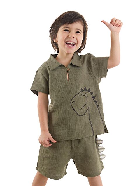 Denokids Dino Erkek Bebek Çocuk Müslin Şort Gömlek Takım - S000147994-18547