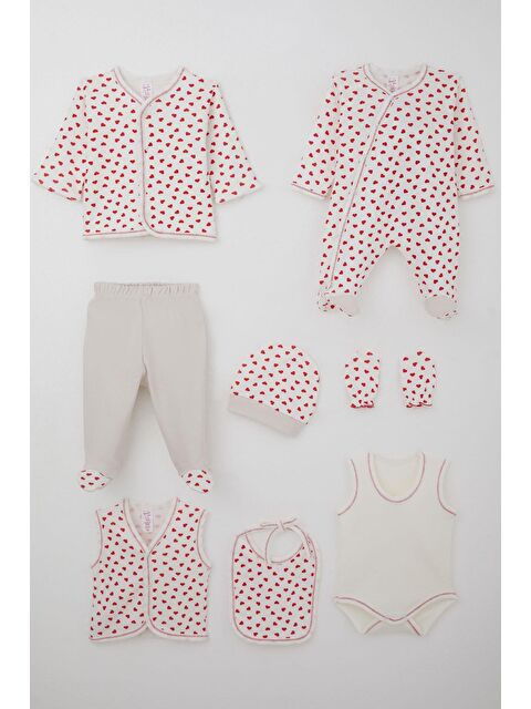 Breeze Kız Bebek Hastane Çıkışı 8 Li Minik Kalplerin Şıklığı Beyaz (0-3 Ay) - S000507732-20063