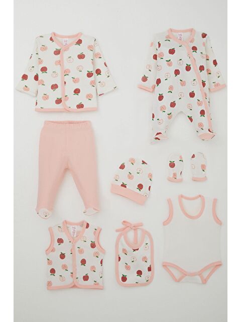 Breeze Kız Bebek Hastane Çıkışı 8 Li Sevimli Minik Elma Desenli Ekru (0-3 Ay) - S000507733-19965