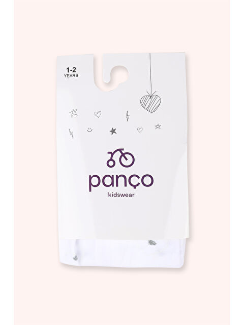 Panço Kız Bebek Kalp Desenli Dizaltı Beyaz Çorap - S000524796-20063