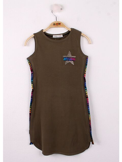 Toontoykids Kız Çocuk Göğsü Yıldız Baskılı Sıfır Kol Elbise - S000420560-18547