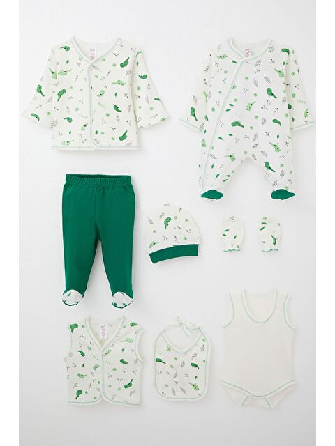 Breeze Kız Bebek Hastane Çıkışı 8 Li Bahar Temalı Sevimli Minik Serçe Desenli Ekru (0-3 Ay) - S000507732-19965