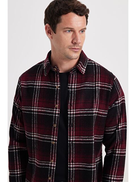 TUDORS Erkek Slim Fit Dar Kesim Kareli Kışlık Oduncu Gömlek - S000520041-19951