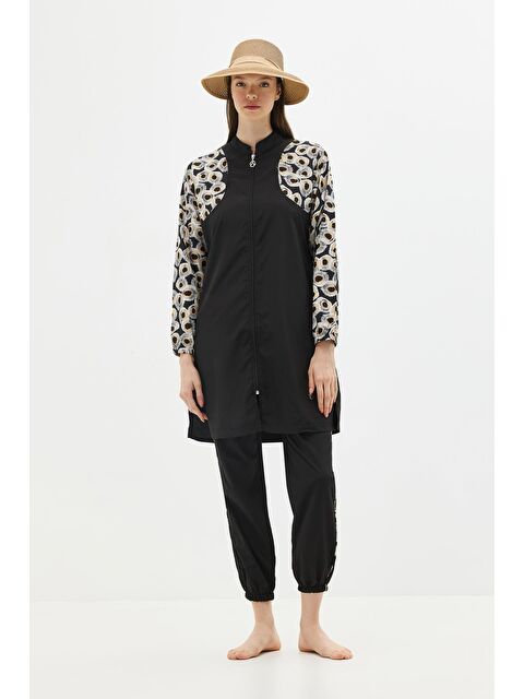 C&City Paraşüt Kumaş 4’Lü Tesettür Mayo 6168 Siyah - S000529313-19351