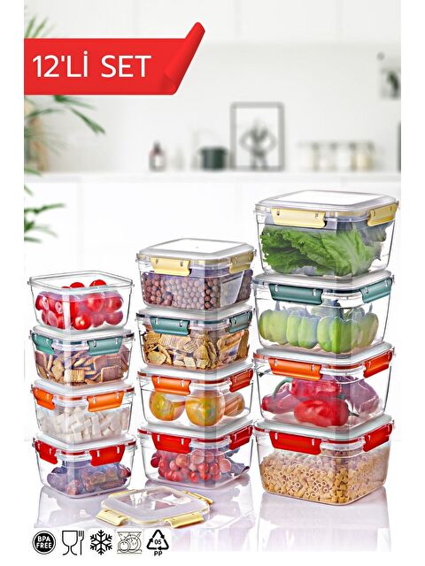 Nandy Home 12 Li Set Kare Kilit Kapaklı Mix Renk Saklama Kabı - S000276600-20063