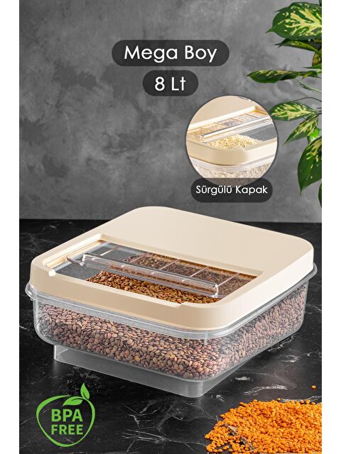 Meleni Home 8 lt Kayar Kapaklı Erzak Saklama Kabı - Multibox Mutfak - S000120328-19966