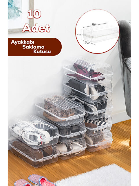 Porsima 3197 5 Adet Kadın Ayakkabı Saklama Kutusu - Şeffaf Pratik Ayakkabı Düzenleyici Saklama Seti - S000372806-26865