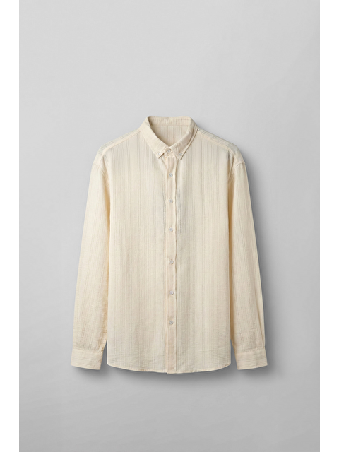 Abluka Online Erkek Relaxed Fit İnce Tekstürlü Gömlek Bej - S000518637-19928