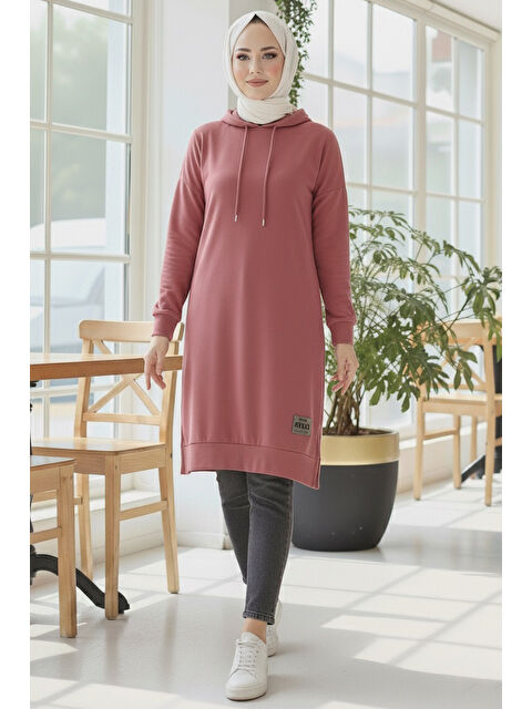 Tofisa Armalı Vortex Yırtmaçlı Tunik Gul Kurusu - 27984-GUL-KURUSU - S000468387-20028