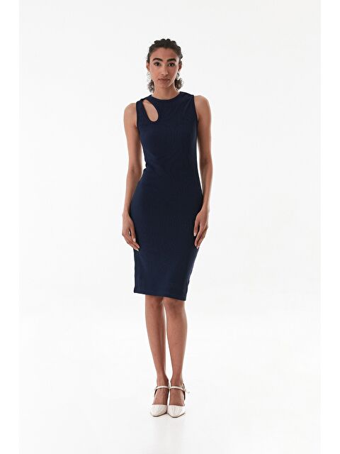 Fullamoda Fitilli Omzu Pencere Detaylı Elbise - S000381010-21164