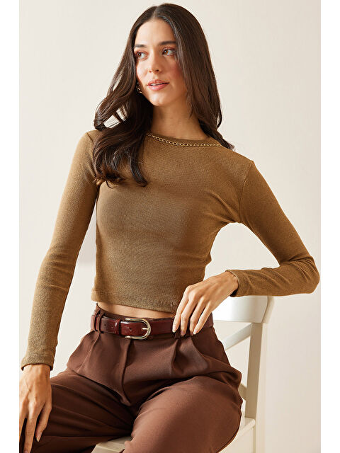 Xhan Bej Zincir Detaylı Kaşkorse Crop Bluz 5KXK2-49010-25 - S000293952-19928