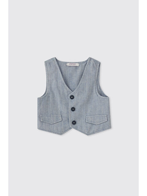 Panço Erkek Bebek Düğmeli Mavi Yelek - S000524797-17234