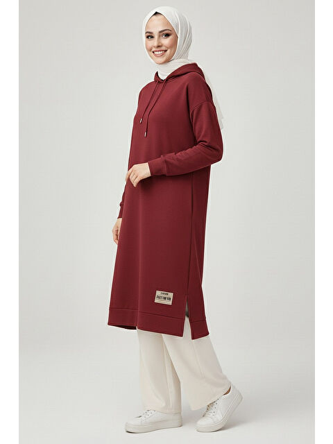 Tofisa Armalı Vortex Yırtmaçlı Tunik Bordo - 27984-BORDO - S000468387-19951