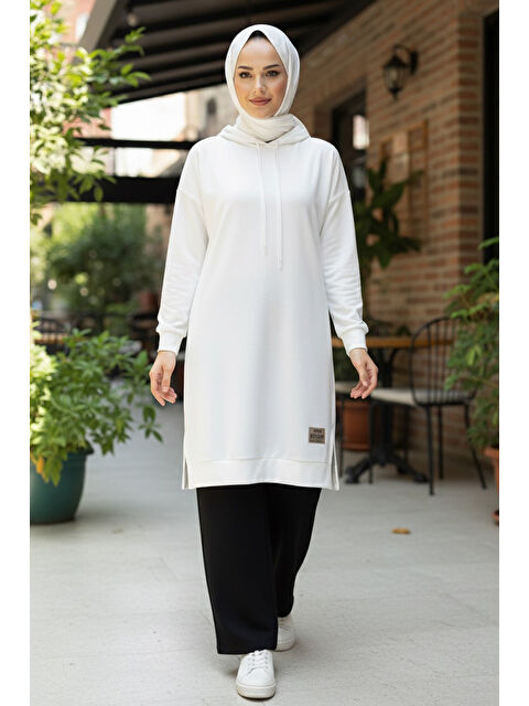 Tofisa Armalı Vortex Yırtmaçlı Tunik Beyaz - 27984-BEYAZ - S000468387-20063