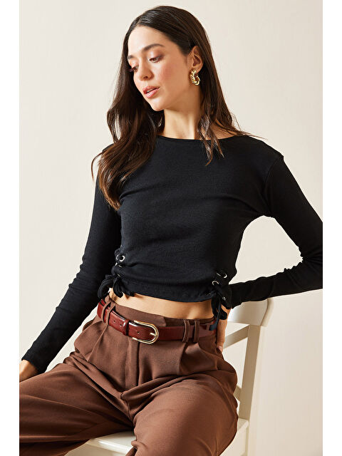 Xhan Siyah Yanı Kuşgözü Detaylı Kaşkorse Bluz 5KXK2-49011-02 - S000293936-19351