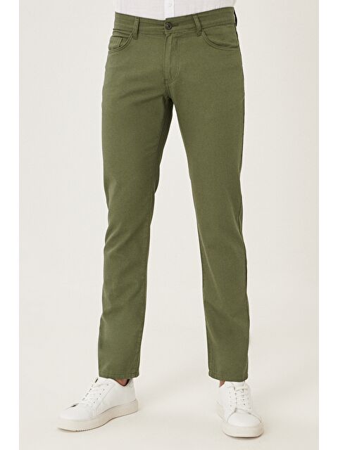 AC&Co / Altınyıldız Classics Erkek Haki Kanvas Slim Fit Dar Kesim %100 Pamuk 5 Cep Pantolon - S000400188-18547