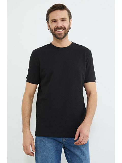 Fullamoda Petek Kumaş Bisiklet Yaka Tişört