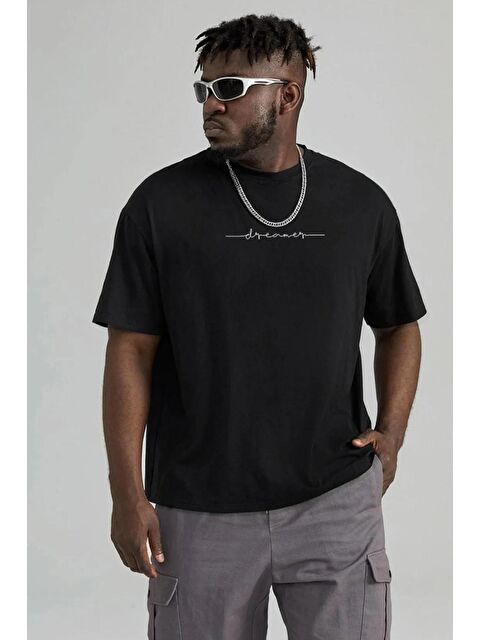uyguntarz Dreamer Baskılı Oversize Erkek Tişört - S000241759-19351