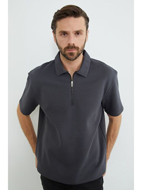 Fullamoda Fermuarlı Polo Yaka Pike Tişört