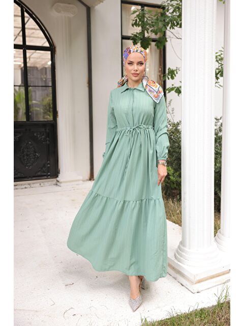 Comstar Maya Kumaş Beli Büzgülü Elbise - S000217330-20054