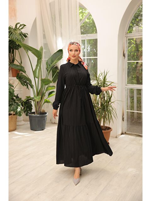 Comstar Maya Kumaş Beli Büzgülü Elbise - S000217330-19351