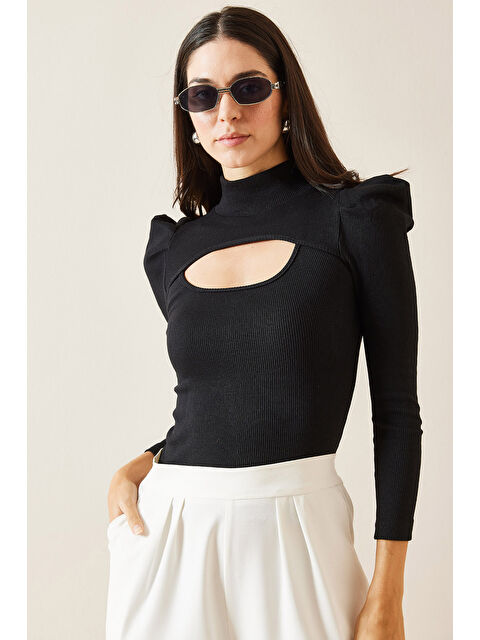 Xhan Siyah Degaje Detaylı Dik Omuzlu Bluz 5KXK2-49004-02 - S000293941-19351