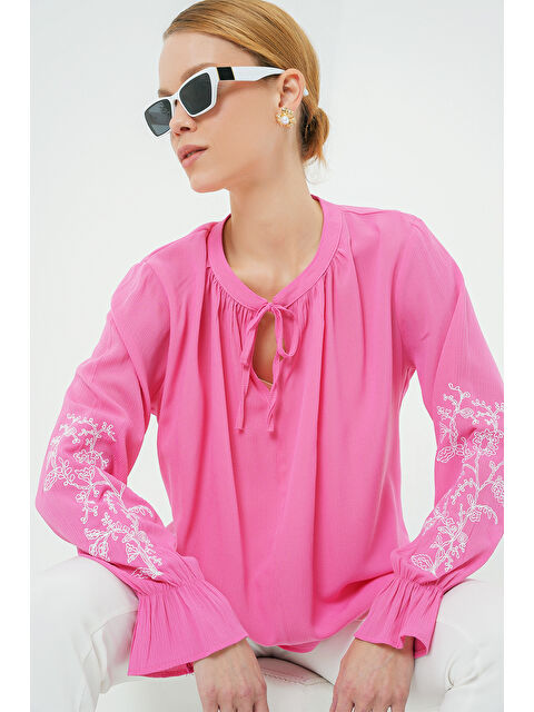 Bigdart Kadın Nakışlı Örme Bluz 941 - Pembe - S000358172-20024