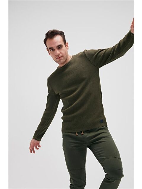 Bad Bear Dapple Knit Haki Yeşil Bisiklet Yaka Erkek Triko Kazak - S000261823-18547