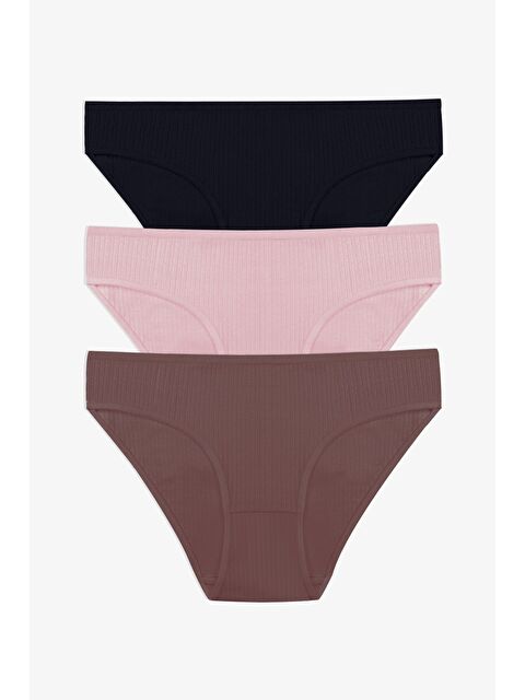 Koza İç Giyim Kadın 3'lü Pamuklu Fitilli Külot - S000297066-37433