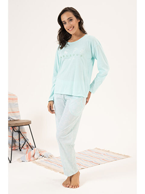 Remsa Kadın Süprem Uzun Kollu Pijama Takımı 24121 Mint - S000287949-17259
