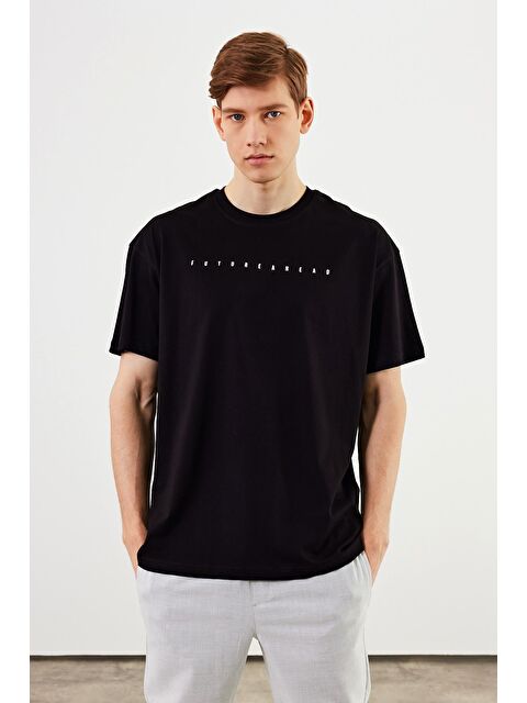 Mmetalic MTLCE76 Leo Erkek Oversize Tişört %100 Pamuk Bisiklet Yaka Baskı Detaylı Basic Tişört - S000232143-19351