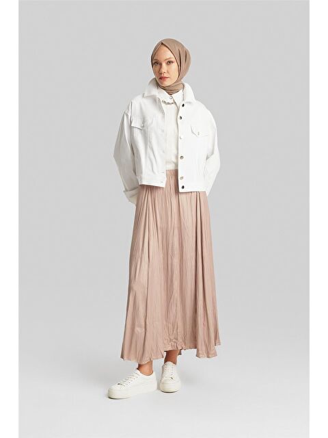 ARMİNE Kırışık Görünümlü Pileli Etek 24Yd5601 Bej - S000274449-19928