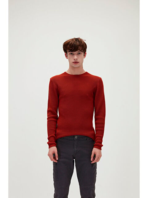 Bad Bear Dapple Knit Kiremit Kırmızı Bisiklet Yaka Erkek Triko Kazak - S000261823-18657