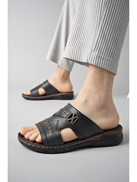 Muggo RYAN Ortopedik Rahat Taban Deri Görünümlü Erkek Terlik - S000152808-19351