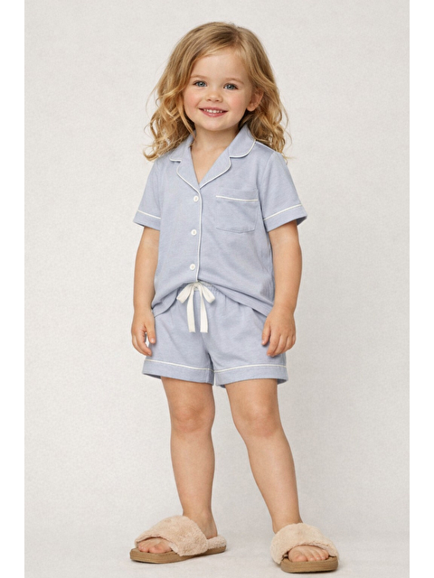 Katia And Bony Kız Çocuk Mediterranean Cepli Şortlu Pijama Takımı Mavi - S000506120-17234