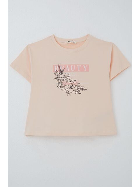 Breeze Kız Çocuk Tişört Çiçek Baskılı Pudra (8-14 Yaş) - S000505642-7152