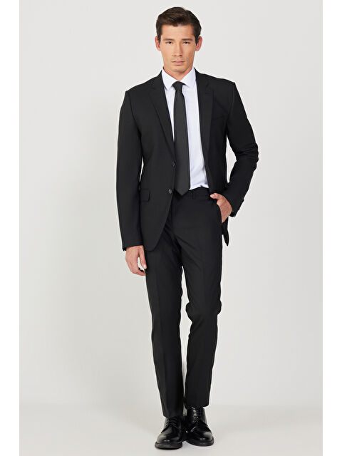 Altınyıldız Classics Erkek Siyah Slim Fit Dar Kesim Düz Siyah 8 Drop Su Geçirmez Nano Takım Elbise - S000403439-19351