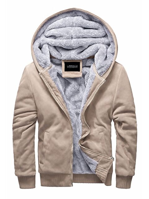 Madmext İçi Kürklü Bej Fermuarlı Sweatshirt 22377 - S000051067-19928