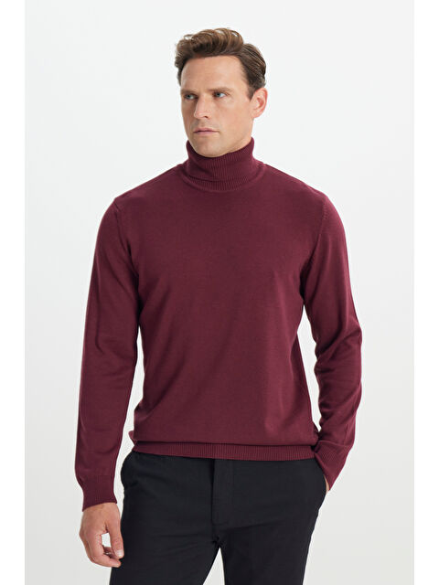Altınyıldız Classics Erkek Bordo Standart Fit Normal Kesim Tam Balıkçı Yaka Pamuklu Triko Kazak - S000402493-19951