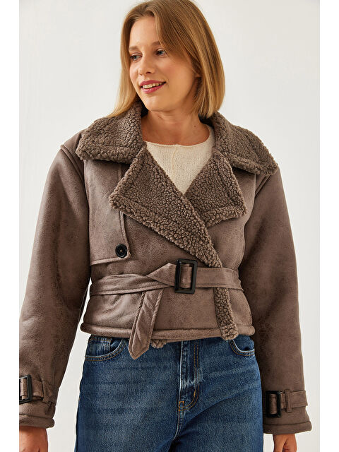 SHADE Kadın Aller Detay Crop Lamine Mont - S000375176-26429