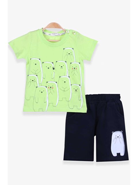 Breeze Erkek Bebek Şortlu Takım Kutup Ayıcık Baskılı Fıstık Yeşili (1 Yaş) - S000363370-19972