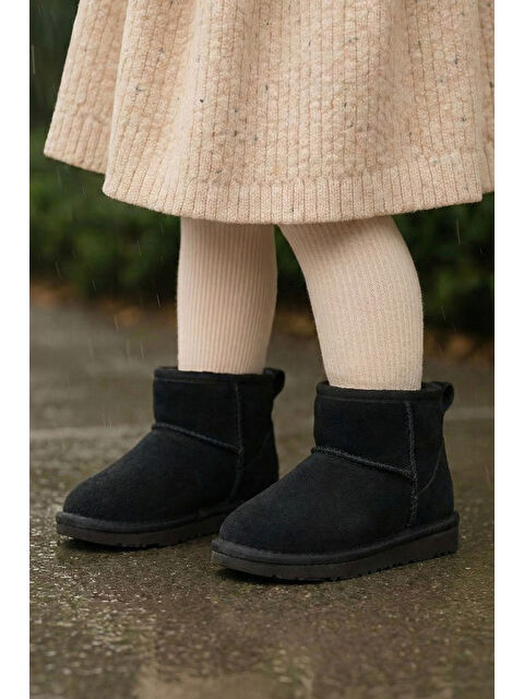 TONNY BLACK Kız Çocuk Siyah Poli Taban İçi Kürklü Süet Görünümlü Bot - S000493953-14430