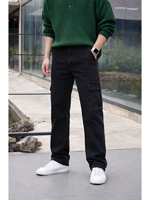 Comstar Erkek Yüksek Bel Premium Füme Kargo Baggy Pantolon