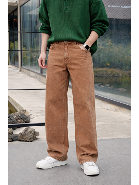 Comstar Erkek %100 Pamuk Turuncu Bol Paça Baggy Pantolon