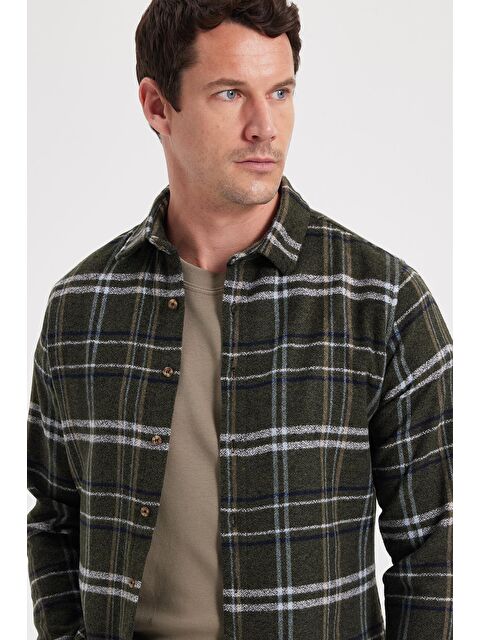 TUDORS Erkek Slim Fit Dar Kesim Kareli Kışlık Oduncu Gömlek - S000520065-18547