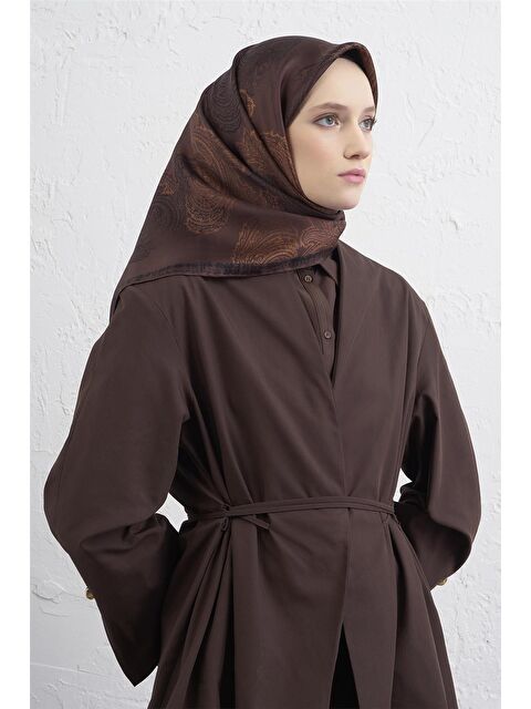 ARMİNE Klasik Desenli Saf İpek Twill Eşarp 9428D 80 - S000500618-19413