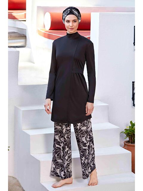 Rozamay Elastanlı Tam Kapalı Tesettür Mayo Bol Paça Annıka 9236 Siyah - S000174659-19351
