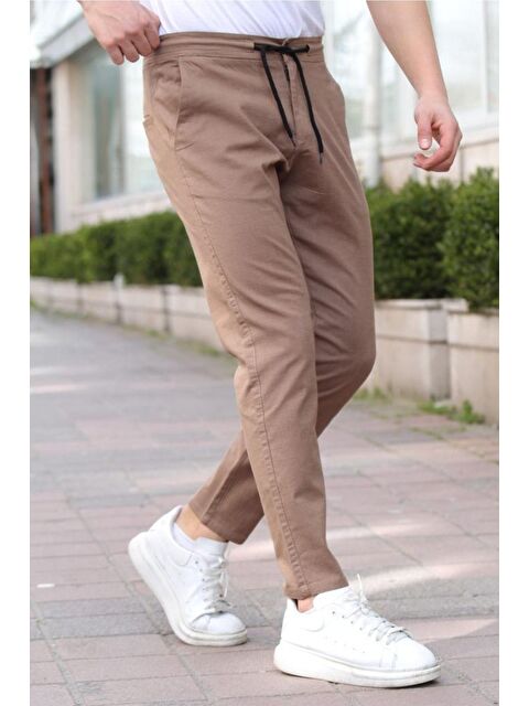 Tarz Cool Kahverengi Erkek Eganis Ipli Jogger Düğmeli Kumaş Pantolon jggrkmpnt01r0434 - S000383821-19413